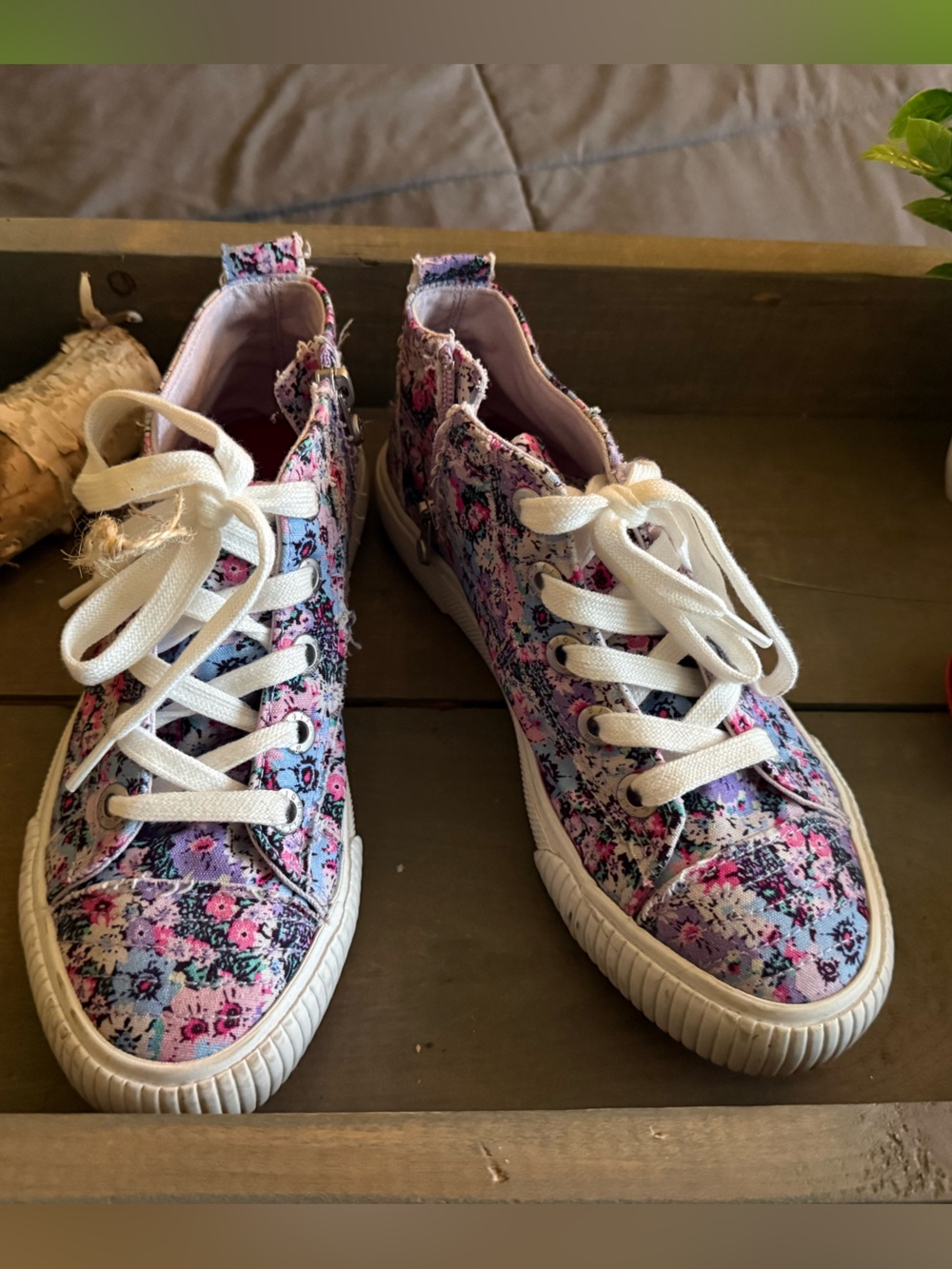 Blowfish Floral High-Top Sneakers in Pink & Purple